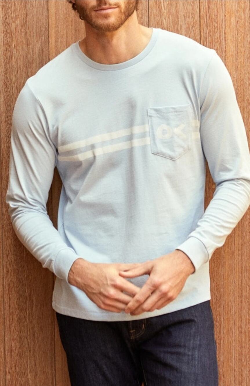 Outerknown Nostalgic Stripe Shirt Mens XL Blue Long Sleeve Organic Cotton Tee